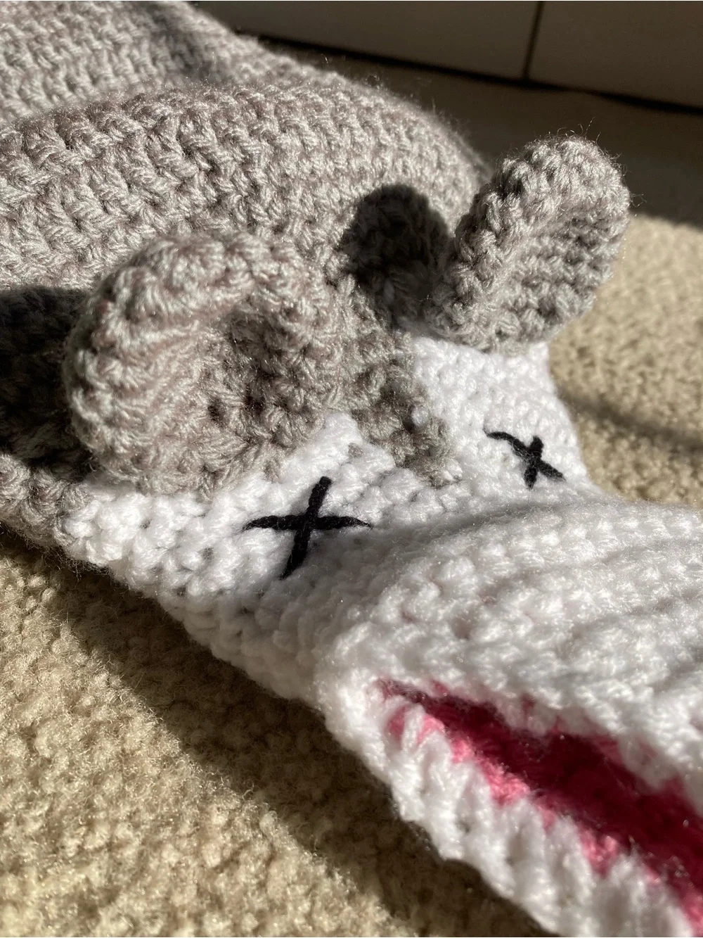 Handmade Crochet Possum Grocery Bag Holder
